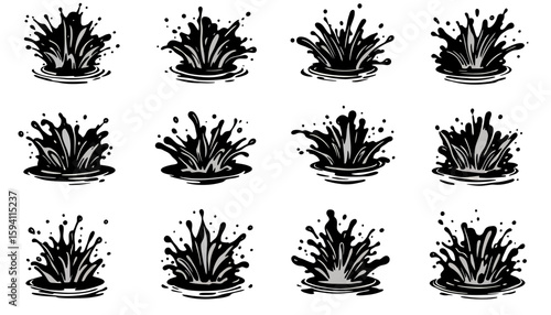 Wallpaper Mural High-resolution vector PNG of twelve water splash illustrations, perfect for adding dynamic liquid effects to your designs, website, or animation projects. Torontodigital.ca