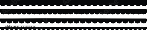Scalloped border. Repeat vintage frill ornament. Texture ribbons. Vector illustration isolated on white background. 
