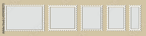 Empty postage stamp borders set. Blank postage stamp. Vintage postage stamp template. Postage icon.  vector illustration. 