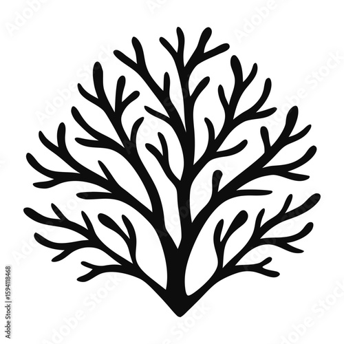 Coral Silhouette – Stylized Black Branching Coral Vector on White Background

