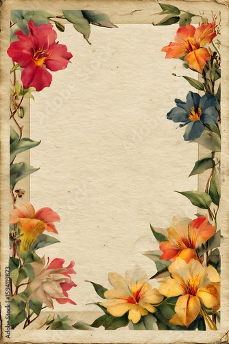 Vintage Floral Frame: A Botanical Masterpiece