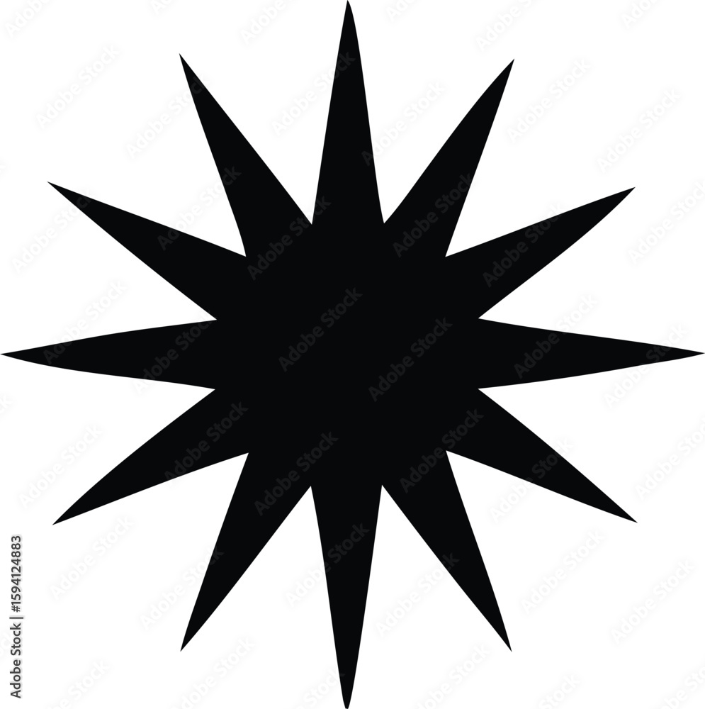 Obraz premium Black Starburst Shape With Sharp Points white