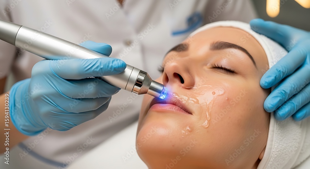 Skin treatment procedure with a medical device. Skin treatment procedure with a medical device.