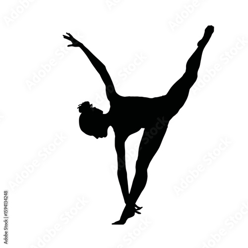 Silhouette of a Gymnast Mid-Cartwheel with Extended Limbs

