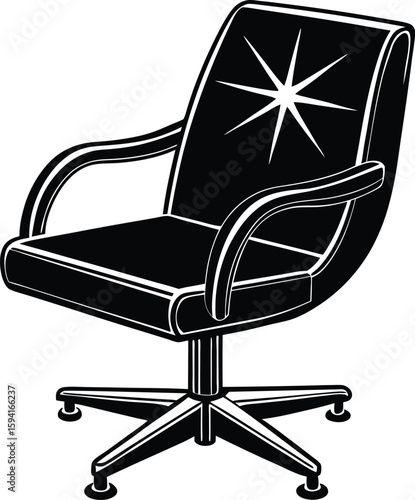 Premium office chair silhouette with star detail on backrest and rolling base