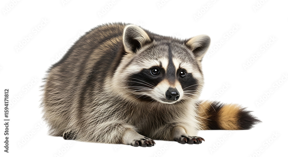 Fototapeta premium A cute raccoon with distinctive facial markings isolated on transparent background