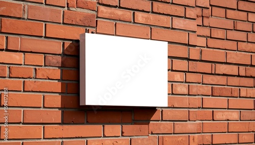 Wallpaper Mural Blank White Sign on Brick Wall with Mockup for Design, Branding, Advertising, and Outdoors. Torontodigital.ca