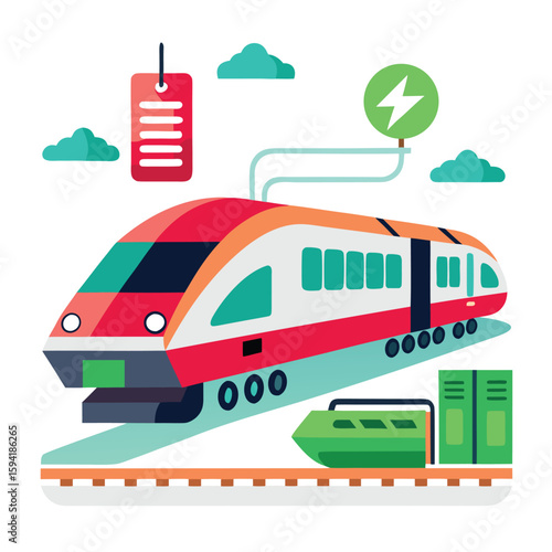 Hybrid powered rail system for intercity transport using solar and wind