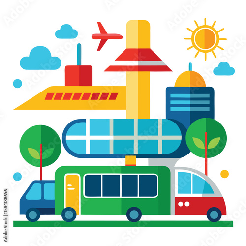 Sustainable airport transport using electric shuttles and renewable energy systems