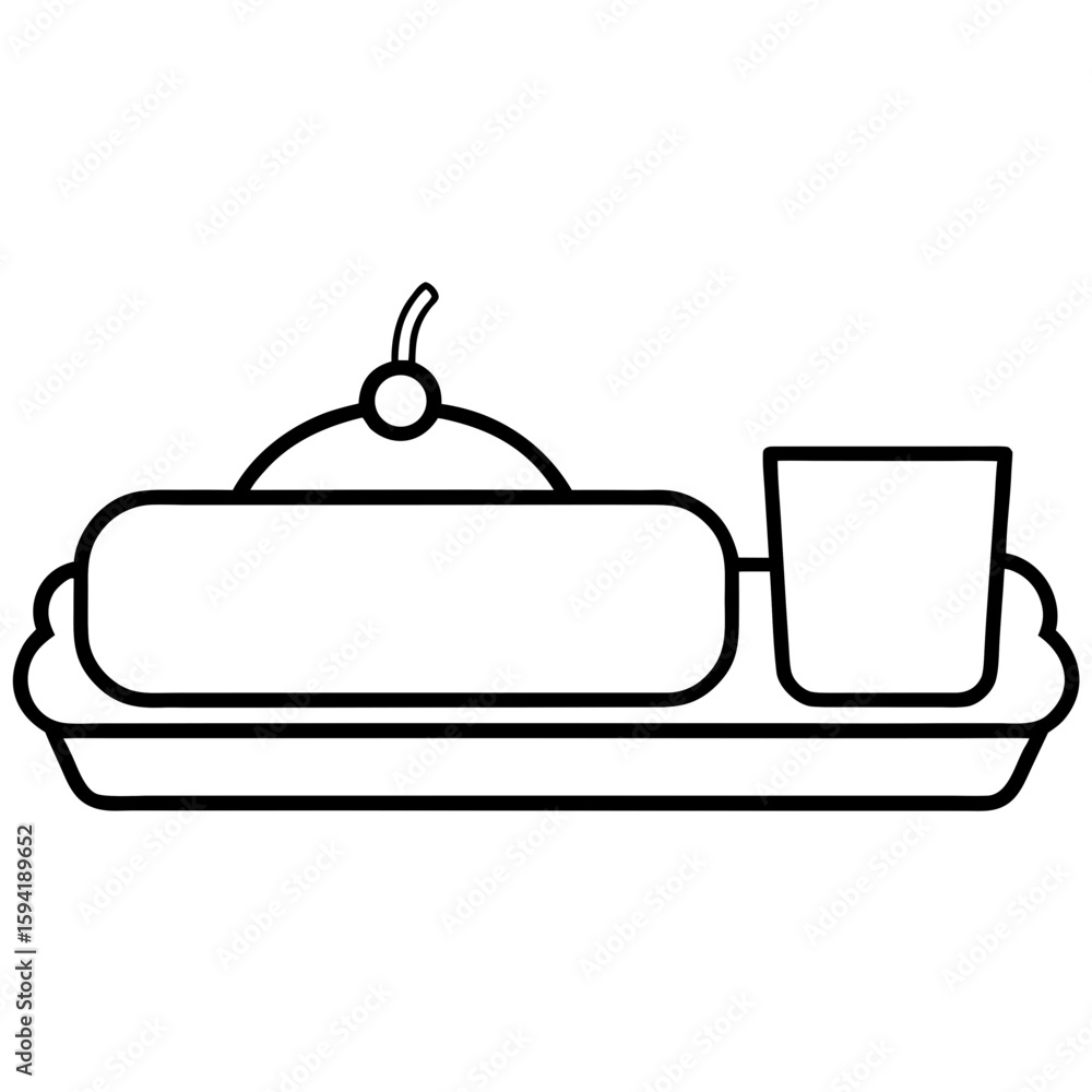 Fototapeta premium Lunch tray line art vector illustration 