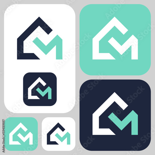 CM house, home, real estate, monogram minimalist and sophisticated logo combines luxury, simplicity, and maturity. Suitable for real estate and construction companies.