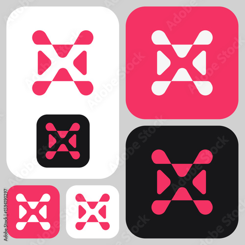 The overlapping X and screen logo creates a unique, modern, futuristic, and eye-catching negative space. This playful, youthful, yet sophisticated logo is perfect for a media company.