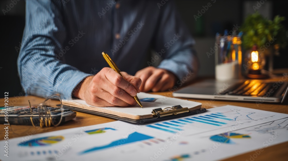 Fototapeta premium Business executive reviewing online property portfolio in a minimalistic