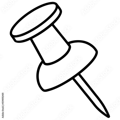 Push pin line art vector illustration 