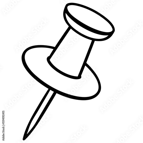 Push pin line art vector illustration 