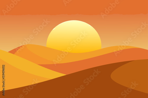 Sunset Casting Golden Hue Over Sand Dunes