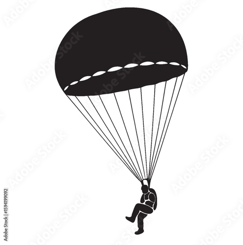silhouette image of a skydiver with a transparent background