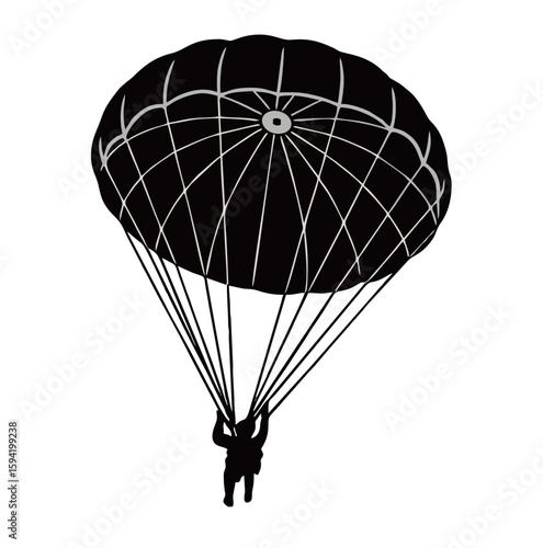 silhouette image of a skydiver with a transparent background