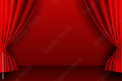 open red curtain banner for your theatrical performance