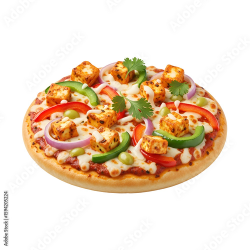 Delicious Indian Paneer Pizza with Vegetables.