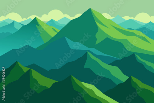 Aerial Mossy Mountain Ridges Under Soft Sunrays