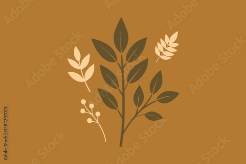 Artisan Pressed Botanicals On Recycled Cardboard Background Art