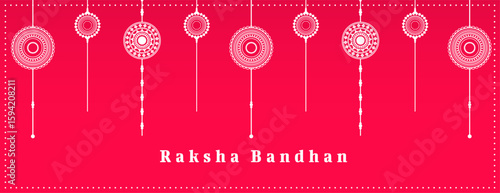 happy raksha bandhan greeting banner with hanging rakhi