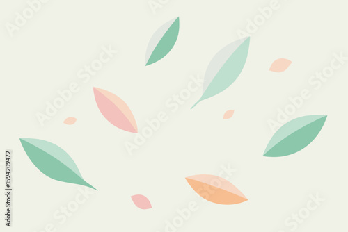 Pastel Foliage Petals Floating In Airy Negative Space Scene