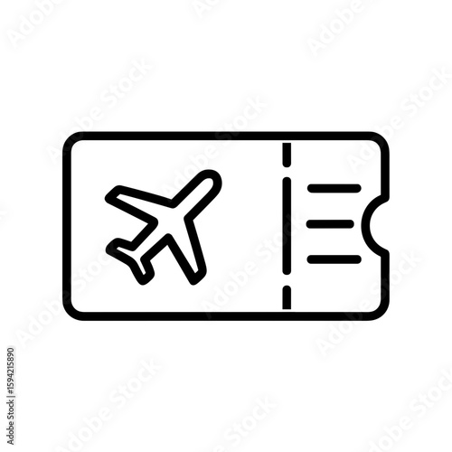 Airplane boarding pass icon (outline) – flight ticket symbol for travel