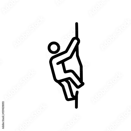 A simple line drawing of a person climbing a pole with their arms and legs in a climbing position