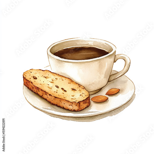 a cute Almond biscotti with coffee