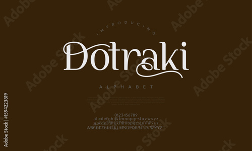 Modern serif font with decorative accents, designed for high-end branding and elegant projects