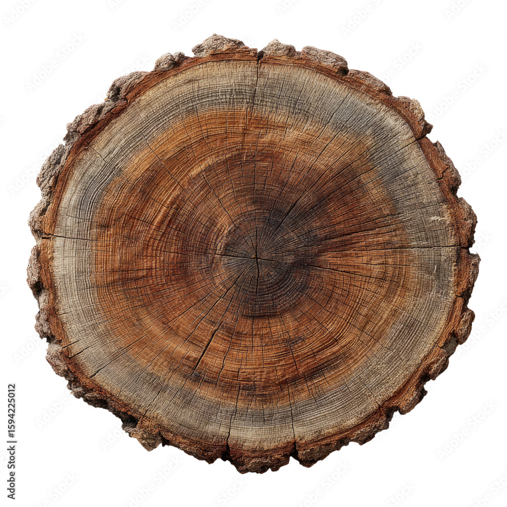 Fototapeta premium Detailed Image of a Natural Wooden Tree Ring with Textured Surface