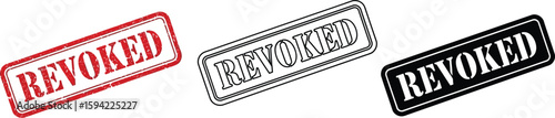 Revoked stamp vector image collection in red black and outline for legal and official documents use