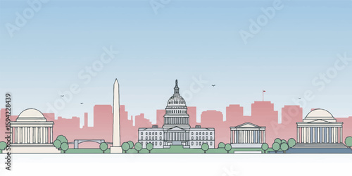 Washington DC Skyline Vector Illustration