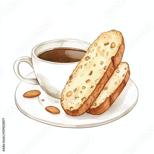 a cute Almond biscotti with coffee