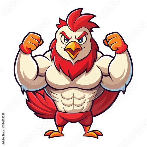 A drawing of a funny vector chicken illustration