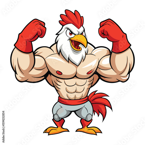 A drawing of a funny vector chicken illustration