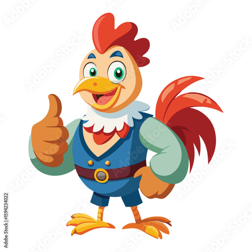 A drawing of a funny vector chicken illustration