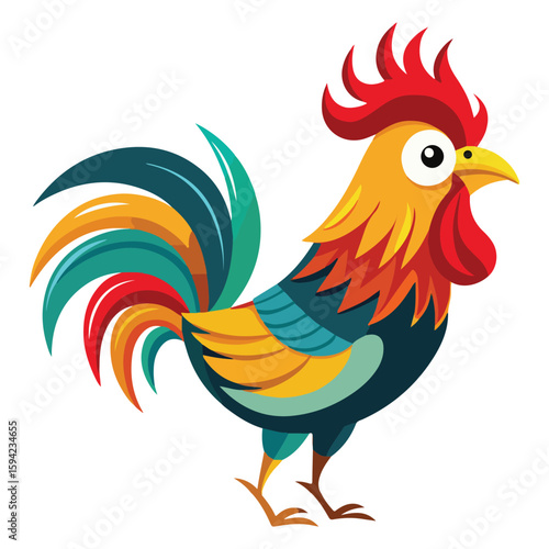 A drawing of a funny vector chicken illustration