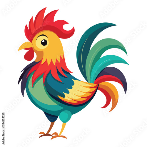 A drawing of a funny vector chicken illustration