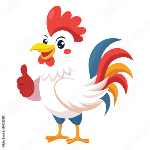 A drawing of a funny vector chicken illustration