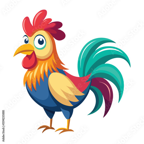 A drawing of a funny vector chicken illustration