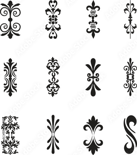 Decorative black and white ornaments set