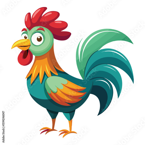 A drawing of a funny vector chicken illustration
