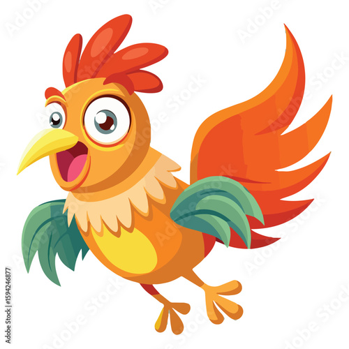 A drawing of a funny vector chicken illustration