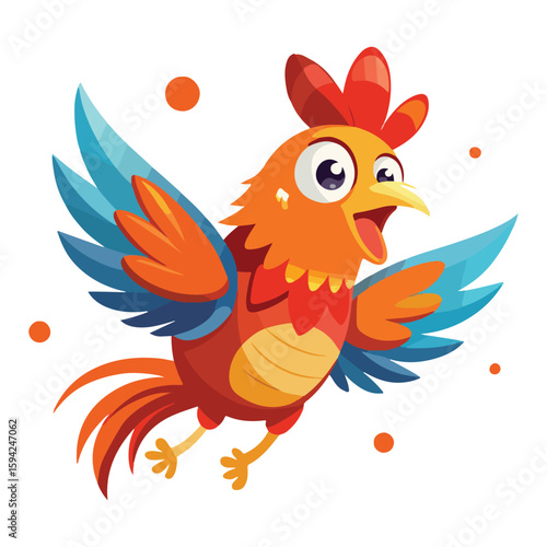 A drawing of a funny vector chicken illustration
