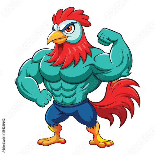 A drawing of a funny vector chicken illustration