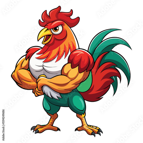 A drawing of a funny vector chicken illustration