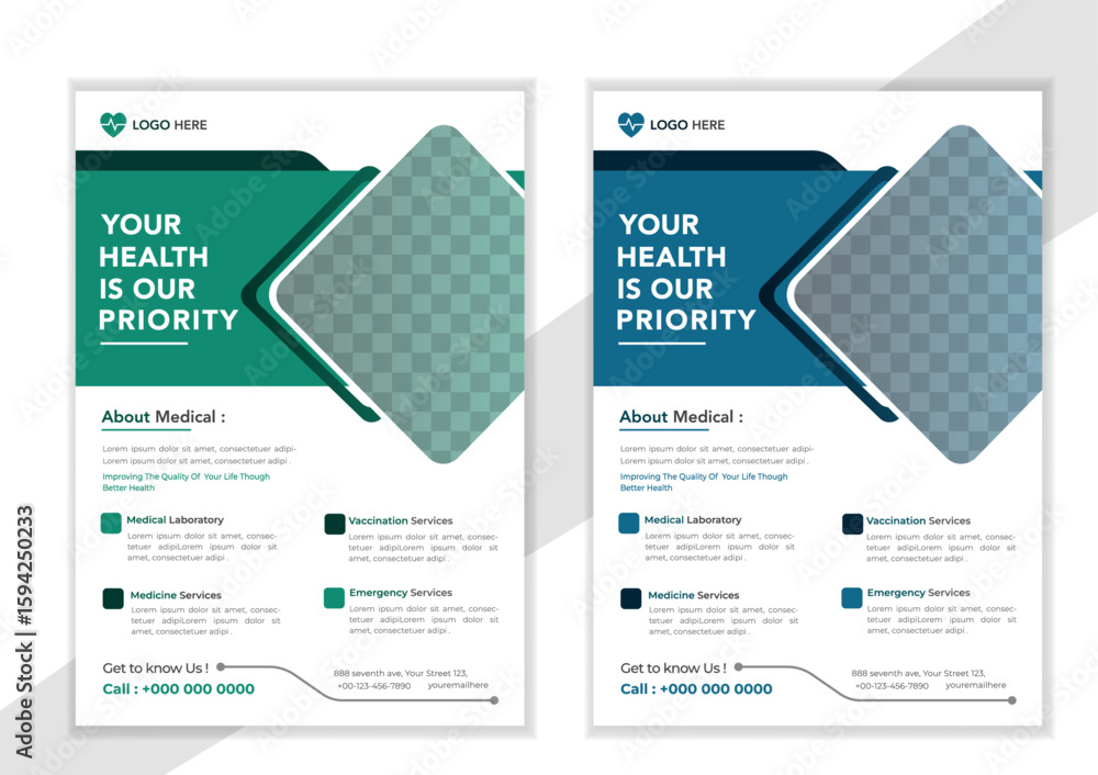 Obraz premium Creative medical healthcare flyer poster template design